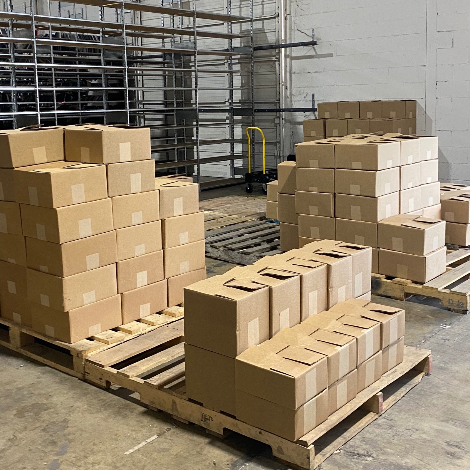 Step 4: pallets or stacks staged for carrier pickup